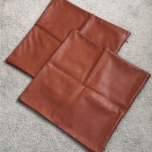 Brown Faux Leather Pillow Covers NWOT Set of 2